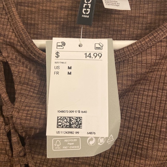 🤎 NWT H&M Divided Front Lace-Up Crop Top - Picture 4 of 5